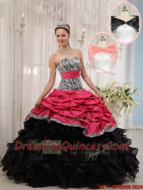 New Styles Red and Black Sweetheart Quinceanera Dresses in Zebra