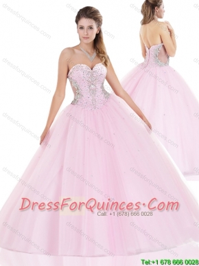 Beautiful Sweetheart Pink Quinceanera Gowns with Beading