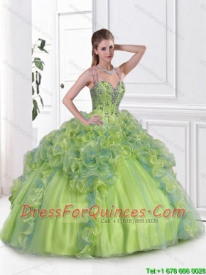 Popular Straps Multi Color Sweet 16 Dresses with Beading