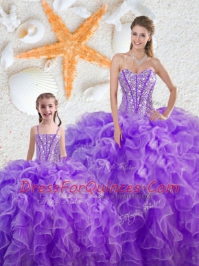 Elegant Floor Length Purple Quinceanera Gown Sweetheart Sleeveless Lace Up