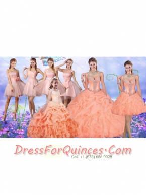 Fashionable Straps Orange Quinceanera Dress and Latest Square Mini Quinceanera Dress and Classical Beaded and Ruffled Prom Dress and Beautiful Tulle Short Dama Dresses