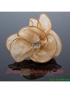 Cheap Organza Champagne Fascinators for Special Occasion