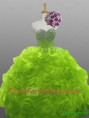 2015 Sweet Rolling Flowers Quinceanera Gowns in Organza