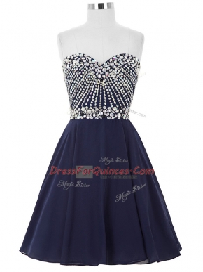 Custom Fit Sleeveless Lace Up Mini Length Beading Dress for Prom