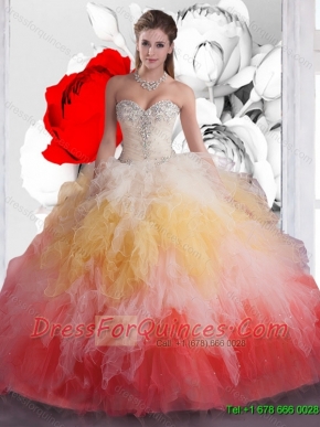 Beautiful Sweetheart Beaded Quinceanera Dresses in Multi Color for 2015