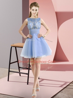 Low Price Lavender Zipper Bateau Beading and Bowknot Chiffon Sleeveless