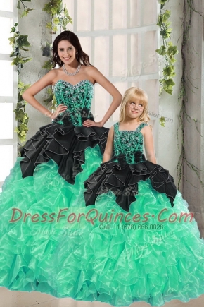 Sexy Apple Green Sweetheart Neckline Beading and Ruffles Sweet 16 Quinceanera Dress Sleeveless Lace Up