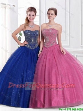 2015 Perfect Strapless Ball Gown and Beaded Sweet 16 Dresses