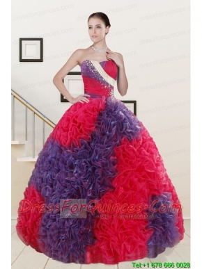 Wonderful Beading and Ruffles Multi Color Quinceanera Dresses
