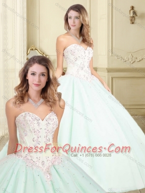 Beautiful Beaded and Applique Sweetheart 15th Birthday Dresses in Apple Green
