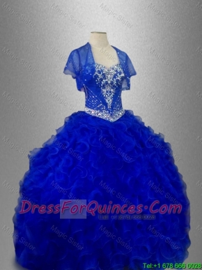 Discount Sweetheart Quinceanera Dresses with Beading and Ruffles in Blue