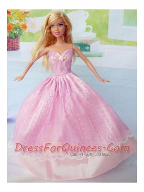 Cute Pink Party Clothes Taffeta for Noble Barbie Doll