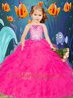 Newest Beading and Ruffles Hot Pink Little Girl Pageant Dress