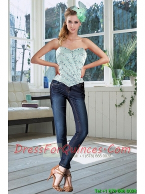 Beautiful Apple Green Sweetheart Corset with Beading