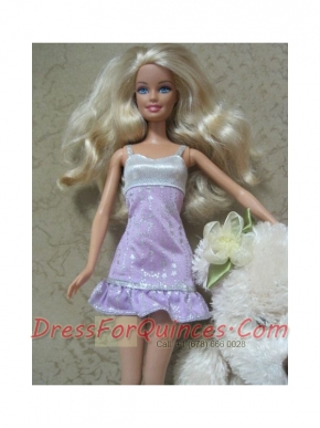 Cute Handmade Lilac Party Dress With Sequin Dress For Barbie Doll