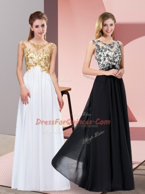 Fabulous Scoop Sleeveless Chiffon Evening Dress Appliques Zipper