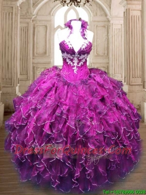 New Arrivals Organza Quinceanera Dress with Appliques and Ruffles