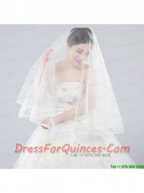 Two-Tier Tulle Bridal Veils with Ribbon Edge