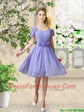 Elegant Hand Made Flowers Junior Dresses with Short Sleeves