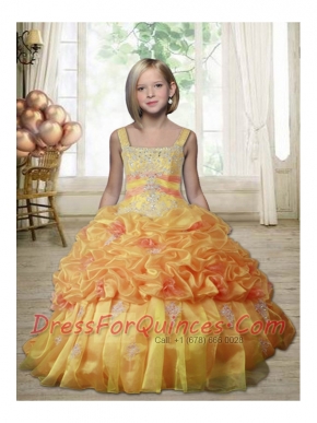 Popular Appliques Beading Ball Gown Little Girl Pageant Dress with Sweetheart