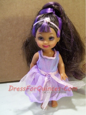 Cute Party Dress With Purple Tulle Made to Fit the Barbie Doll