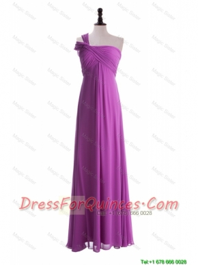 Cheap Custom Made Empire One Shoulder Prom Dresses with Ruching