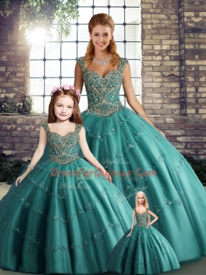 Sleeveless Lace Up Floor Length Beading and Appliques Quinceanera Dress