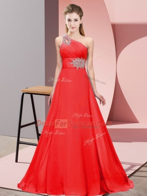 Fashionable Sleeveless Brush Train Lace Up Beading Dress for Prom