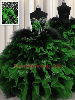 Clearance Multi-color Ball Gown Prom Dress Military Ball and Sweet 16 and Quinceanera and For with Beading and Ruffles Sweetheart Sleeveless Lace Up