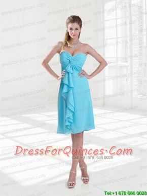 Empire Sweetheart Ruching Knee Length 2015 Baby Blue Prom Dresses
