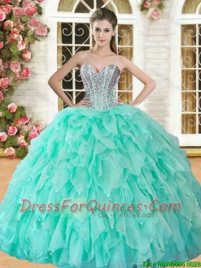 Hot Sale Apple Green Sweet 16 Dress with Beading and Ruffled Layers