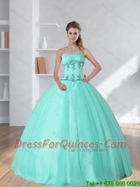 Perfect Appliques and Beading Sweetheart 2015 Dress for 15th Birthday Quince