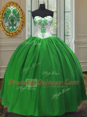 On Sale Taffeta Sweetheart Sleeveless Lace Up Embroidery Sweet 16 Quinceanera Dress in Green