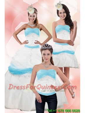 Cheap Elegant Strapless Ball Gown Quinceanera Dress with Appliques for 2015