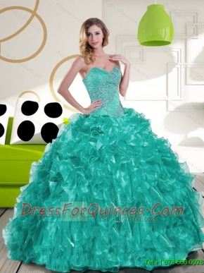 Best Sweetheart Beading and Ruffles Quinceanera Dress for 2015