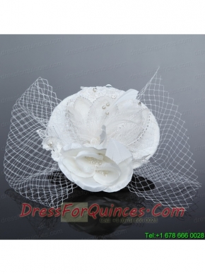 Cheap White Rhinestone Feather Imitation Pearls Hat Hair Ornament