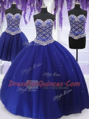 Gorgeous Three Piece Sleeveless Lace Up Floor Length Beading Vestidos de Quinceanera