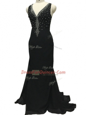 Black Sleeveless Brush Train Beading