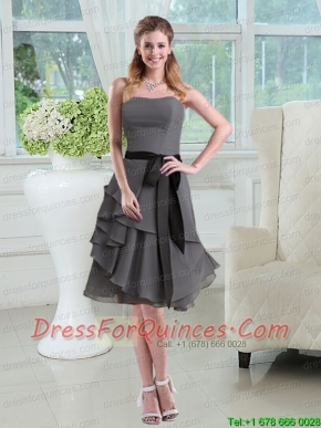 2015 Classical Empire Ribbons Chiffon Prom Dresses