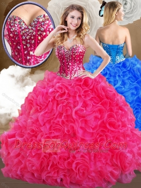 Super Hot Sweetheart Hot Pink Quinceanera Gowns with Ruffles