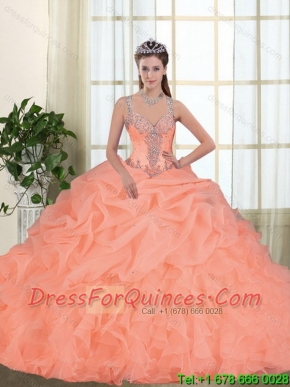 New Styles Beading and Appliques Quinceanera Dresses in Orange Red for 2015