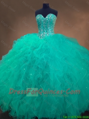 Beautiful Sweetheart Ball Gown Sweet 16 Dresses in Turquoise