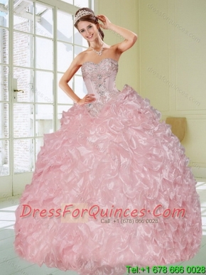 Luxurious Baby Pink Quinceanera Dresses with Appliques and Ruffles for 2015