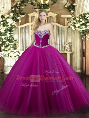 Popular Sleeveless Beading Lace Up Quince Ball Gowns