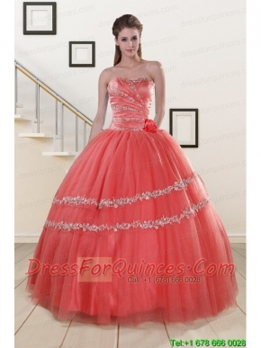 New Style Beaded Watermelon Quinceanera Dresses for 2015