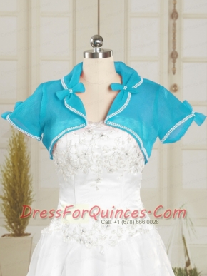 Baby Blue Wedding Party Organza Shawls with Beading