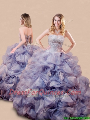 Romantic Beaded and Bubble Big Puffy Quinceanera Dress in Lavender
