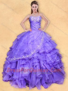 Big Puffy Applique Eggplant Purple Sweet 16 Dress in Organza