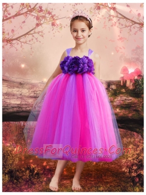 Pretty A-Line Tulle Straps Multi-colored Little Girl Dress for 2014
