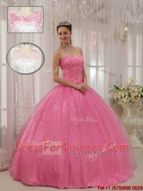 Elegant Sweetheart Beading Quinceanera Gowns in Pink